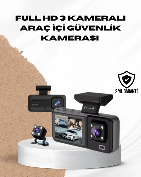 Wi-Fi Bağlantılı Full HD Araç Kamera Seti 3 Kameralı Park Koruma ve Döngü Kayıt ürün görseli 1