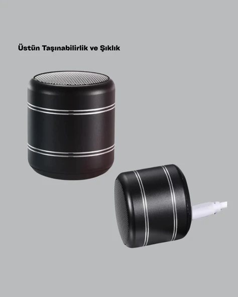 Taşınabilir Silindir Tasarım Bluetooth 5.0 Hoparlör Yüksek Bas Performanslı - Resim 3