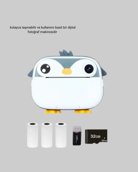 Termal Baskı Çocuk Kamerası HD Çekim USB Şarjlı Eğitici Oyuncak - Resim 4