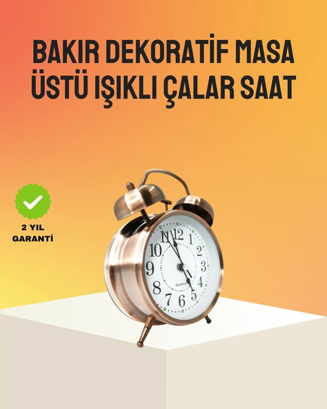 Retro Tarz Bronz Dekoratif Masa Saati Metal Gövde Yüksek Sesli Alarm ürün görseli 1