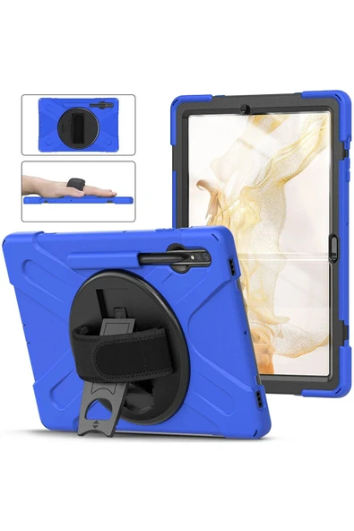 Samsung Galaxy T737 Tab S7 FE 12.4 Kılıf Amazing Tablet Kapak - Mavi-(5796) - Resim 2