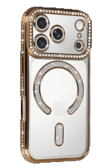 Apple iPhone 17 Pro Max Joke Simli Magneticsafe Kılıf - Gold-(5796) - Resim 2