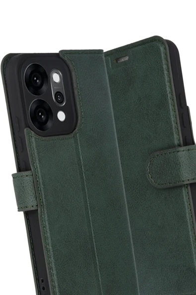 Oppo Reno 14 Trend S Plus Kapaklı Kılıf - Yeşil-(5796) - Resim 3