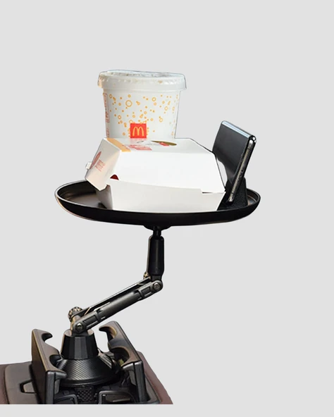 360° Döner Araç Bardaklık Tepsisi Geniş Yemek Alanlı Telefon Standlı - Resim 3
