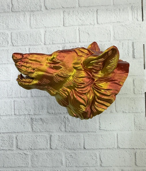 Gold Kurt Duvar Aksesuarı Asılabilir 3D Dekoratif Heykel 25x19 cm - Resim 2
