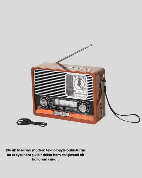 Dekoratif Vintage Radyo – Klasik Görünüm, Modern Fonksiyon ve Uzun Ömürlü Kullanım - Resim 3