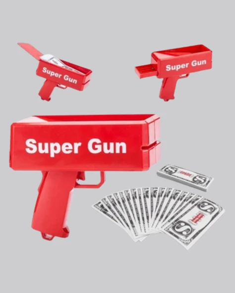 Super Money Gun Para Saçma Tabancası Yüksek Atış Güçlü Kırmızı Model ürün görseli 1