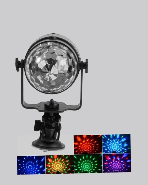 7 Renk Modlu Müzik Sensörlü Disko Topu – LED Işıklı Parti Aydınlatması - Resim 2