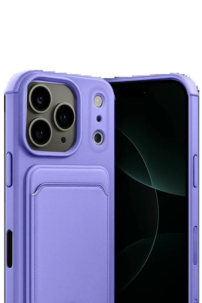 Apple iPhone 17 Pro Kelvin Kartvizitli Silikon - Lila-(5796) - Resim 2