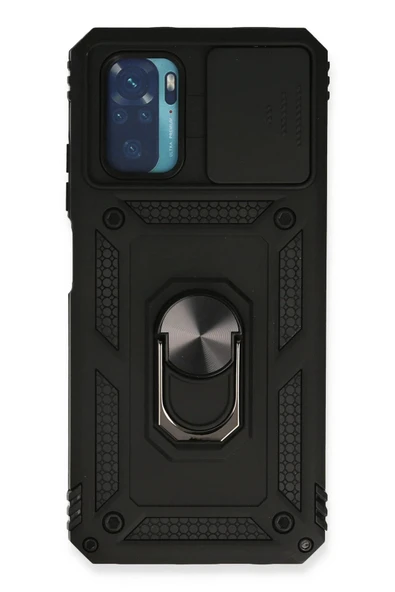 Xiaomi Redmi Note 10 Kılıf Pars Lens Yüzüklü Silikon - Siyah-(5796) ürün görseli 1