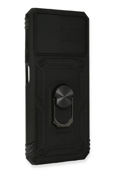 Xiaomi Redmi Note 10 Kılıf Pars Lens Yüzüklü Silikon - Siyah-(5796) - Resim 2