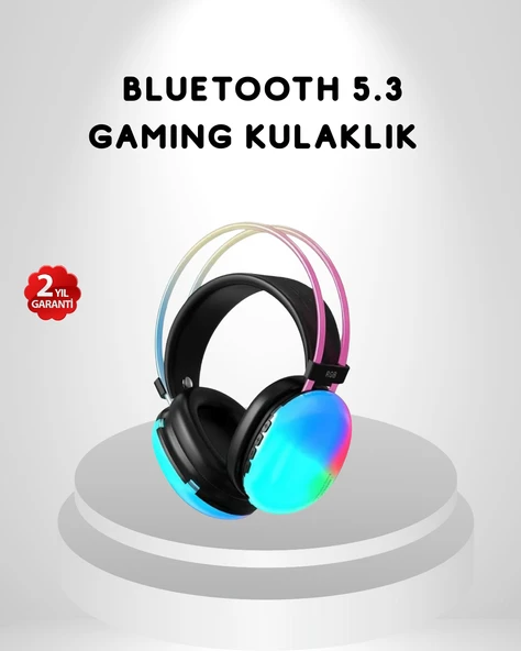 RGB Işıklı Kablosuz Kulaklık Bluetooth 5.3 800mAh Ergonomik IPX4 Dayanıklı ürün görseli 1