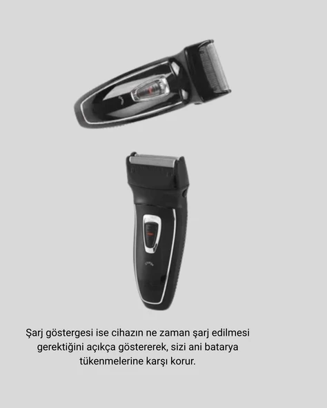 Şarjlı Kablosuz Tıraş Makinesi Çift Başlık Kuru Tıraş Ergonomik Taşınabilir ürün görseli 1