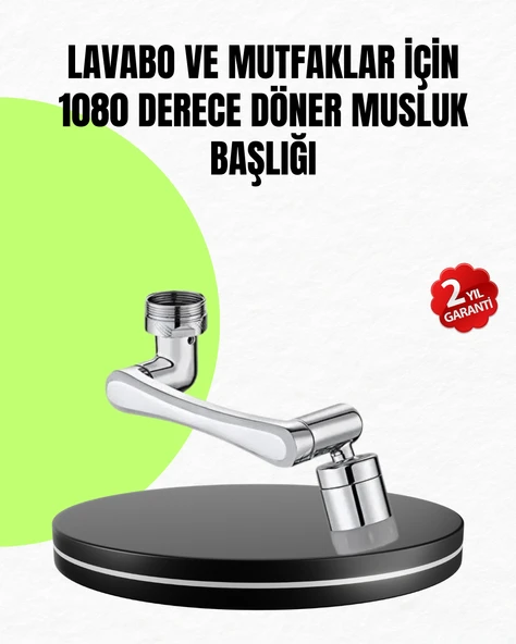 2 Modlu 1080° Dönebilen Musluk Başlığı Esnek 3 Eklemli Hareketli Tasarım ürün görseli 1