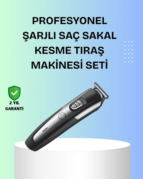 Kuaför Tipi Şarjlı Saç ve Sakal Kesme Makinesi Güçlü Motorlu ürün görseli 1