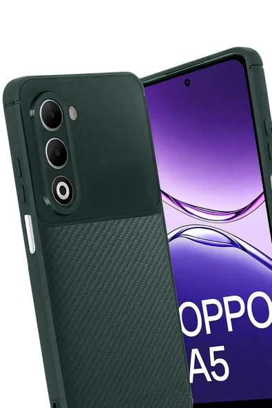 Oppo A5 4G Auto Focus Karbon Kapak - Koyu Yeşil-(5796) - Resim 3