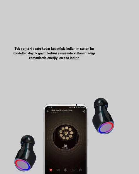 Şarj Kutulu Kablosuz Kulaklık Ergonomik Spor Seyahat Uyumlu Uzun Kullanım - Resim 3