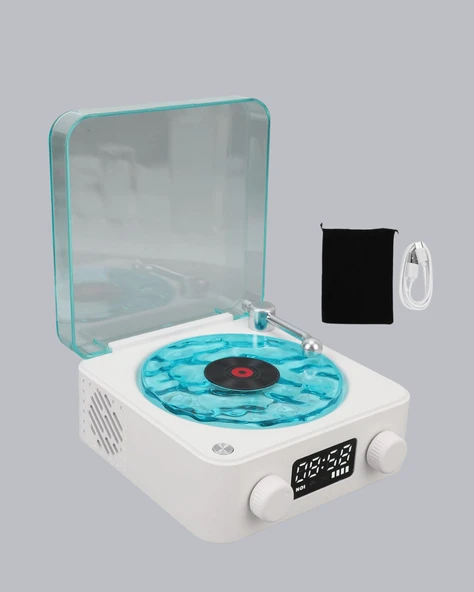 Gece Lambası Stereo Bluetooth Hoparlör Dijital Saatli Vintage Tasarım Çok Fonksiyonlu - Resim 2