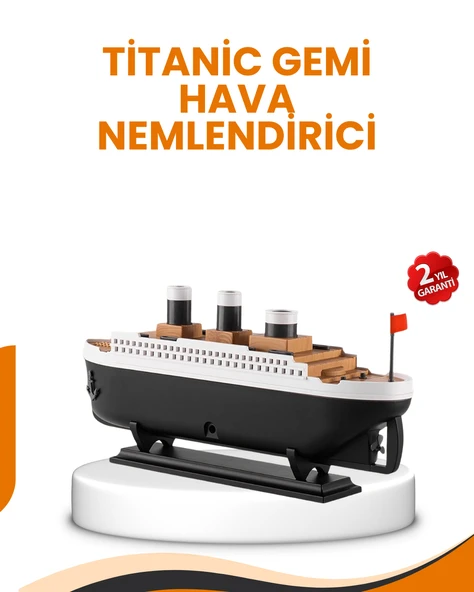 7 Renk Ortam Işıklı Dekoratif Gemi Tasarım Hava Nemlendirici Difüzör ürün görseli 1