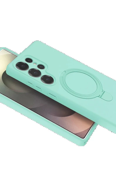 Samsung Galaxy S25 Ultra Regal Magsafe Standlı Kapak - Su Yeşili-(5796) - Resim 3