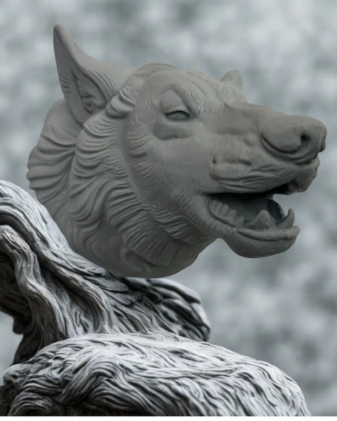 Gri Kurt Başı Figürü Duvar Tipi Dekoratif Heykel Hediyelik ürün görseli 1