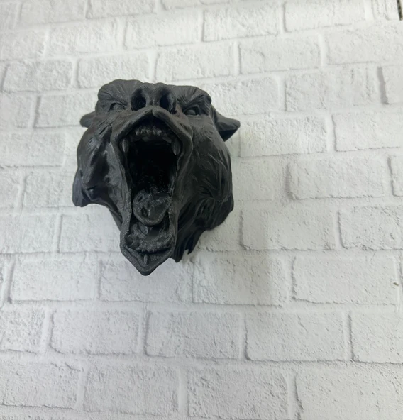 Dekoratif Siyah Ayı Duvar Heykeli Asılabilir Hediyelik 25x19 cm ürün görseli 1