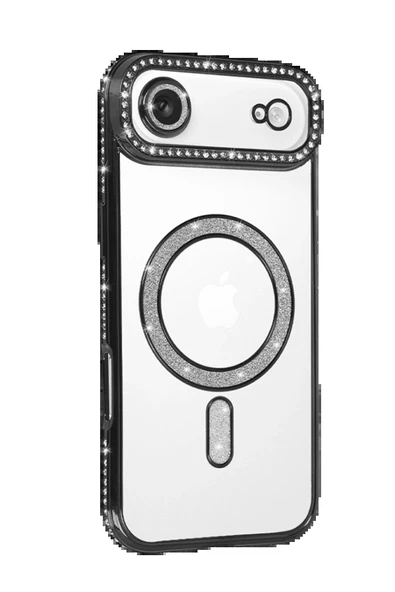 Apple iPhone 17 Air Joke Simli Magneticsafe Kılıf - Siyah-(5796) - Resim 2