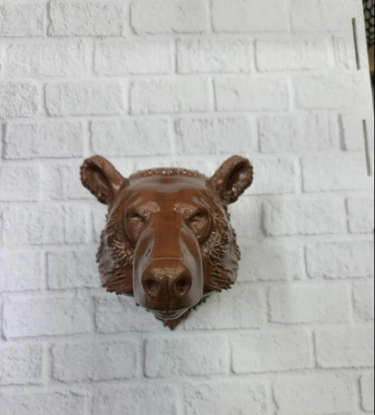 Ayı Başı Duvar Dekoru Modern Asılabilir Heykel 25x19 cm - Resim 4