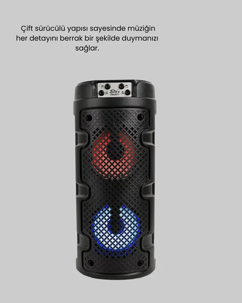 Taşınabilir Bluetooth Hoparlör Çift Sürücü Güçlü Bas HD Ses Çoklu Bağlantı - Resim 3