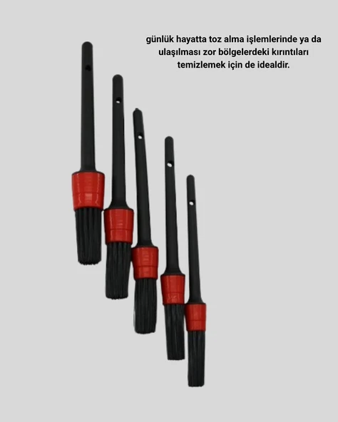 5’li Detay Temizlik Fırçası Seti Araç İç Dış Jant Motor Çok Amaçlı - Resim 4