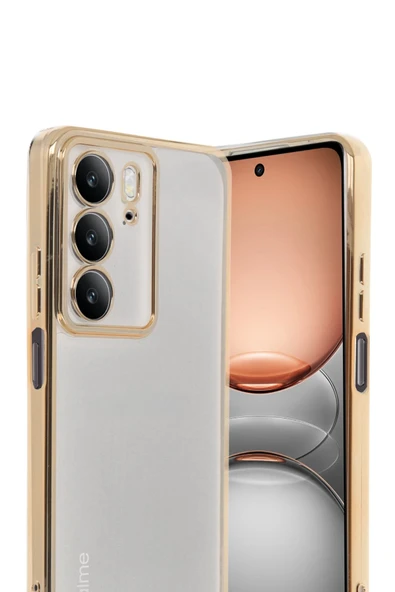 Realme C75 4G Kılıf Lensli Silikon - Gold-(5796) - Resim 2