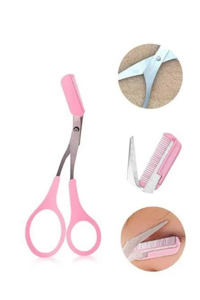 Taraklı Kaş Bıyık Makası Ve Kaş Ustura Seti Kaş Bıyık Tüy Alma Epilasyon Aleti 2'li Set - Resim 2