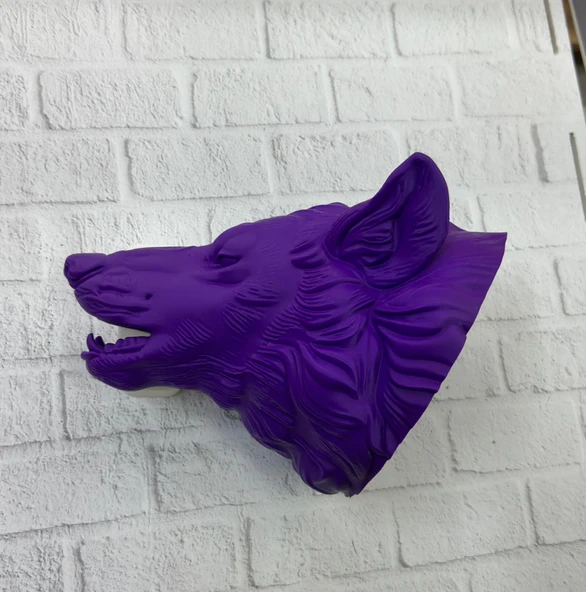 Dekoratif Mor Kurt Duvar Heykeli Asılabilir Hediyelik 25x19 cm ürün görseli 1