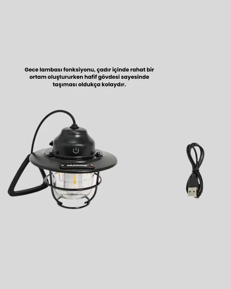 Retro Kamp Lambası Su Geçirmez Taşınabilir Gece Işığı Uzun Pil Ömürlü - Resim 2