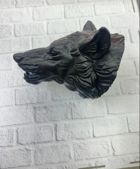 3D Siyah Ayı Başı Duvar Süsü Özel Tasarım Dekoratif Heykel 25x19 cm - Resim 3