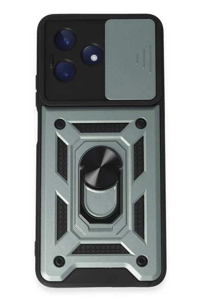 Realme C53 Kılıf Pars Lens Yüzüklü Silikon - Yeşil-(5796) ürün görseli 1