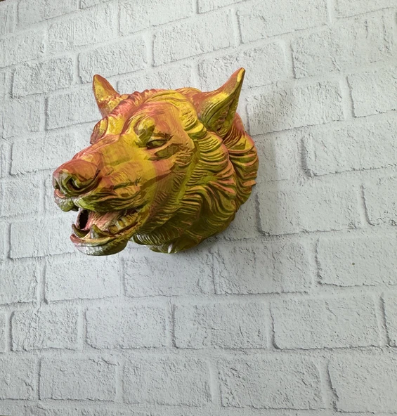 Gold Kurt Duvar Aksesuarı Asılabilir 3D Dekoratif Heykel 25x19 cm - Resim 3