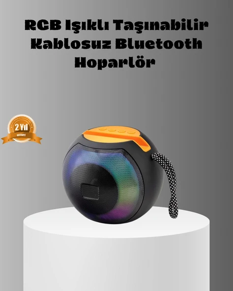 Taşınabilir Bluetooth Hoparlör – RGB Işıklı, Güçlü Bas ve 8 Saat Pil Ömrü ürün görseli 1