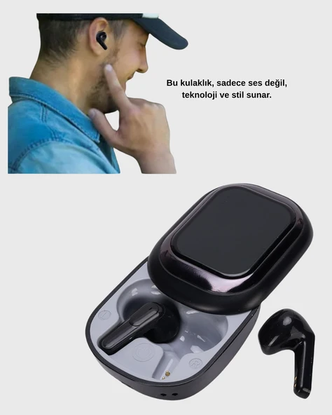 Bluetooth 5.4 Kulaklık – Gürültü Engelleme ve Akıllı Ekranlı Şarj Kutusu - Resim 2