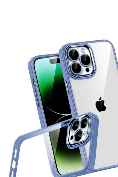 Apple iPhone 15 Pro Max Lensli Silikon - Açık Mavi-(5796) - Resim 3