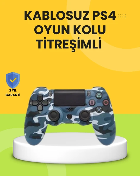 PS4 Uyumlu Kablosuz Oyun Kolu Ergonomik Çift Titreşimli ürün görseli 1
