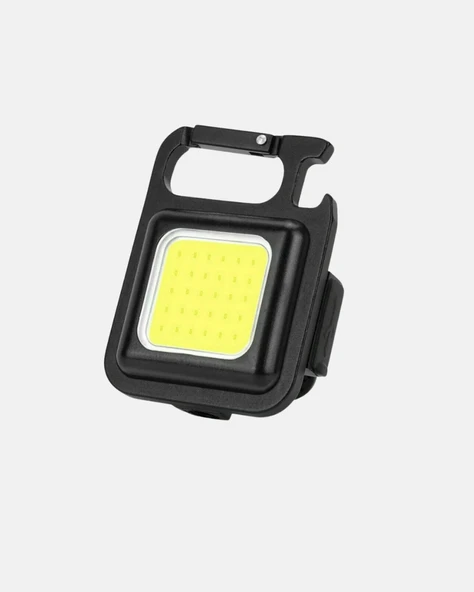 Şarjlı COB LED Anahtarlık Fener – 4 Modlu, Manyetik ve Katlanabilir Standlı - Resim 3