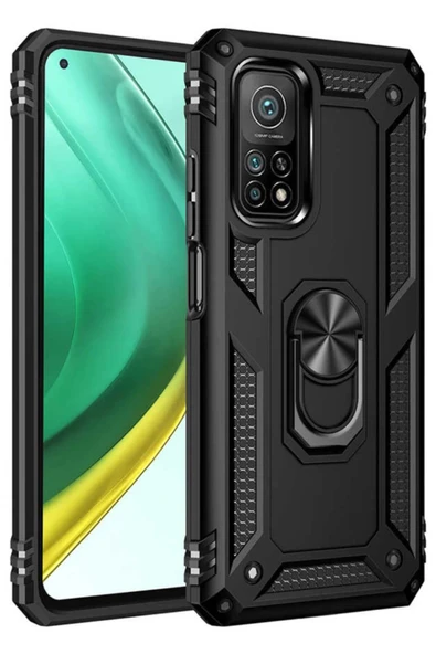 Xiaomi Mi 10T Pro Kılıf Sofya Yüzüklü Silikon Kapak - Siyah-(5796) ürün görseli 1