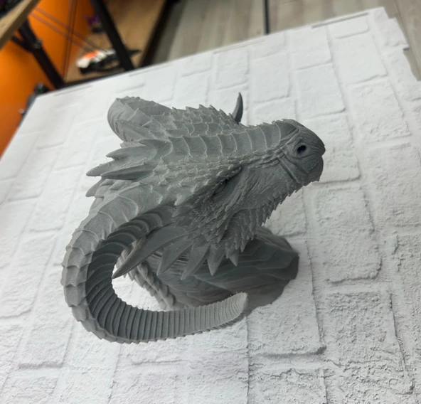 Dekoratif Ejderha Heykeli Özel Tasarım Mitolojik Figür 22x17 cm - Resim 3