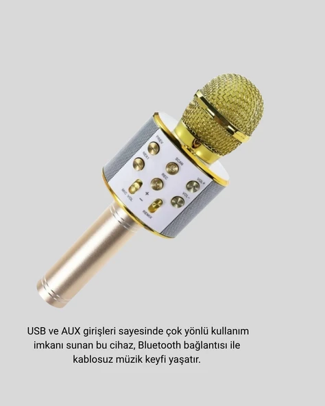 Kablosuz Karaoke Mikrofon USB AUX Destekli Parti ve Eğlence İçin ürün görseli 1
