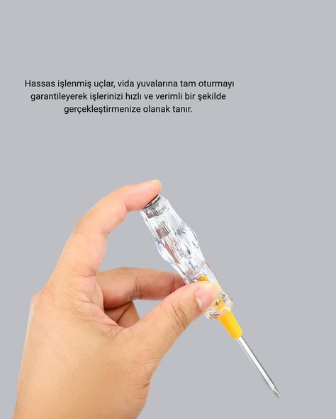 Elektrik Test Kalemi Neon Işıklı Nikel Kaplama 110-220V Dirençli - Resim 3