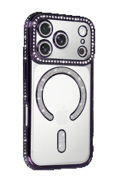 Apple iPhone 17 Pro Max Joke Simli Magneticsafe Kılıf - Derin Mor-(5796) - Resim 2