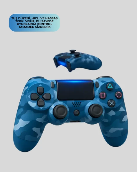 Kablosuz PS4 Controller Çift Motorlu Dayanıklı Gamepad - Resim 3