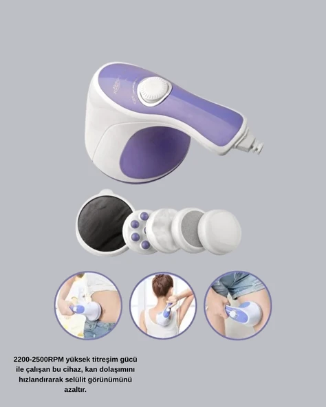 5 Başlıklı Elektrikli Masaj Aleti – Bölgesel İncelme ve Selülit Azaltıcı - Resim 2