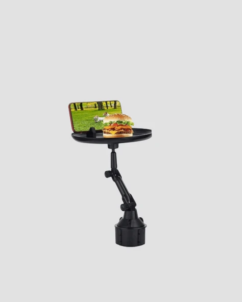 360° Döner Araç Bardaklık Tepsisi Geniş Yemek Alanlı Telefon Standlı - Resim 4